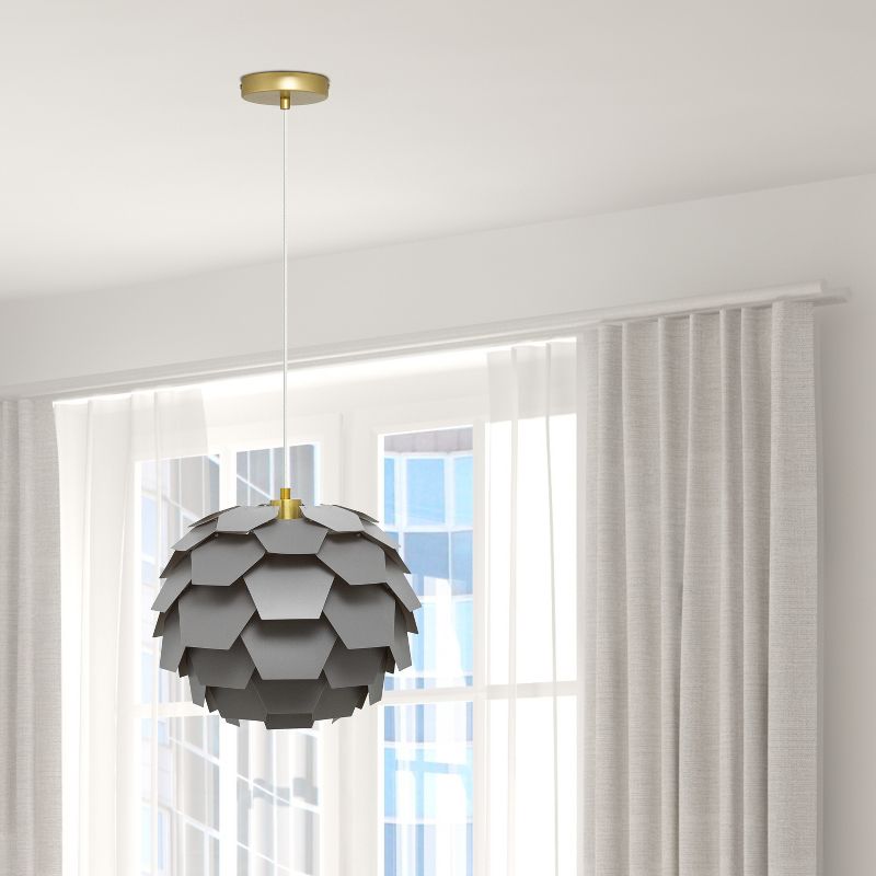 14.5&#34; Katya Round Glam Pendant Light with Brushed Gold Canopy - River of Goods, 4 of 11