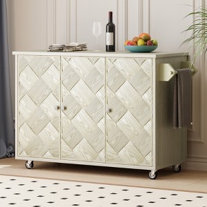 51" Kitchen Island Cart with Drop Leaf, Kitchen Island Cart on Wheels,Rolling Kitchen Cart with Towel Bar, Mobile Kitchen Island for Dining Room - 1 of 4
