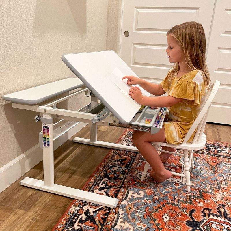 Mount-It! Height Adjustable Desk for Kids, Children's Workstation with Tilting Desktop and Drawer For Storage, Writing, Drawing, Reading & Studying, 3 of 11