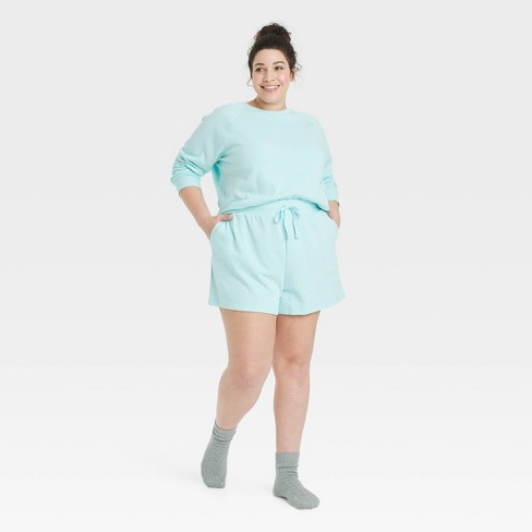 Women's Fleece Lounge Pajama Shorts - Colsie™ Blue XL