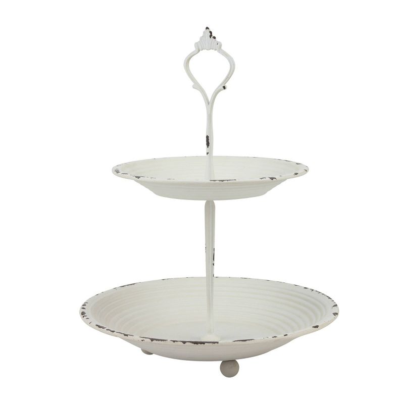 2-Tier Tray Rustic White - Stonebriar Collection, 3 of 6