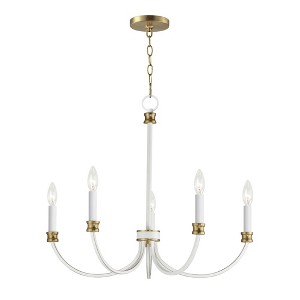 Maxim Lighting Charlton 5 - Light Chandelier in  Weathered White/Gold Leaf - 1 of 3