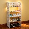 KTMBDW 5/6-Tier White Hollow Carved Shoe Rack - Wood-Plastic Board Storage Organizer - Narrow Entryway Boots Display Holder - 2 of 4