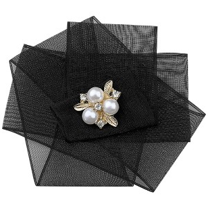 INSPIRE CHIC Women's Mesh Flower Brooch Pin Collar Bow Ties with Beads for Shirts - 1 of 4