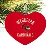 Wesleyan University Cardinals Logo Heart Love Wood Christmas Tree Holiday Ornament - 2 of 3