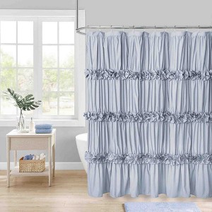 BAGOKIE 72"x72" Waterfall Ruffle Shower Curtain, Pack of 1 - 1 of 4