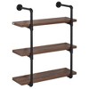 Alilang 31.50 Inch Industrial Wall-Mounted 3-Tier Pipe Shelf with Wooden Plank Design-Brown - 3 of 4