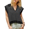 Womens Knit Top Summer V Neck Sleeveless Casual Striped Collar Neck Sweater Vest Tops - 3 of 3