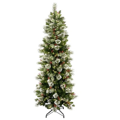 National Tree Company 7.5ft Wintry Pine Slim Tree with Clear Lights