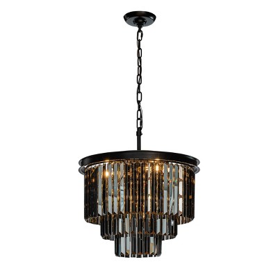 ALOADECOR 6-Lights Modern 3-Tier Round Crystal Fringe Chandelier