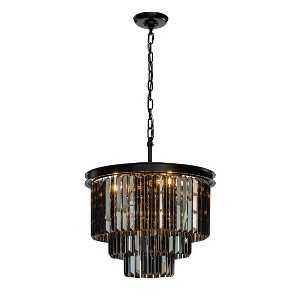 ALOADECOR 6-Lights Modern 3-Tier Round Crystal Fringe Chandelier - 1 of 4