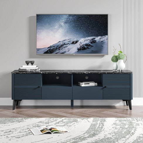 GZMR Black TV Stand for 70-in TV Stands Modern/Contemporary Black TV  Cabinet (Accommodates TVs up to 70-in)