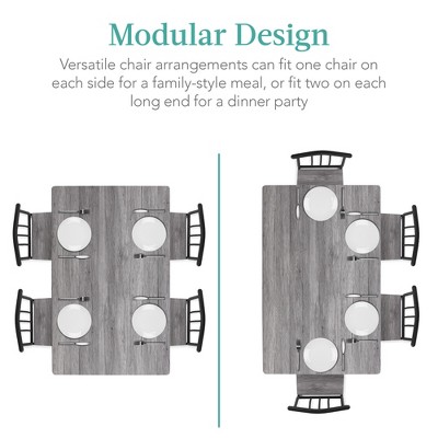 Gray Metal and Wood 5-Piece Rectangular Dining Set with 4 Chairs