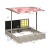 Aghana Digitals Kids Wooden Sandpit with Adjustable Canopy, Bench Seats, Chalkboard & Tic Tac Toe, - 2 of 4