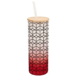 Elanze Designs Modern Diamond Geometric Pattern Wrap-Around Design 25 Ounce Frosted Gradient Glass On-The-Go Coffee Travel Skinny Tumbler Mug Cup, - 1 of 1