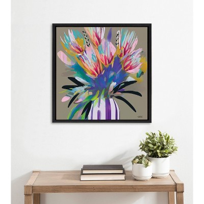 Sylvie Bright Flowers Framed Canvas Wall Art in Black Frame