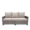 Nertpow 3 Piece Patio Furniture Set - PE Wicker Long Sofa with Barrel-Shaped Design - Durable, Comfortable and Stylish Outdoor Seating Solution,Beige - 2 of 4