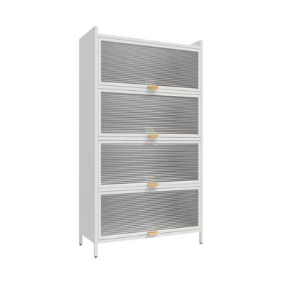 GlasFlength Decorative Storage Cabinets, 5 Level Flip Door, White, 31.5"*13.8"*56.69"