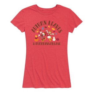 Women's - Disney - Autumn Leaves And Pumpkins Please Short Sleeve Graphic T-Shirt - 1 of 4