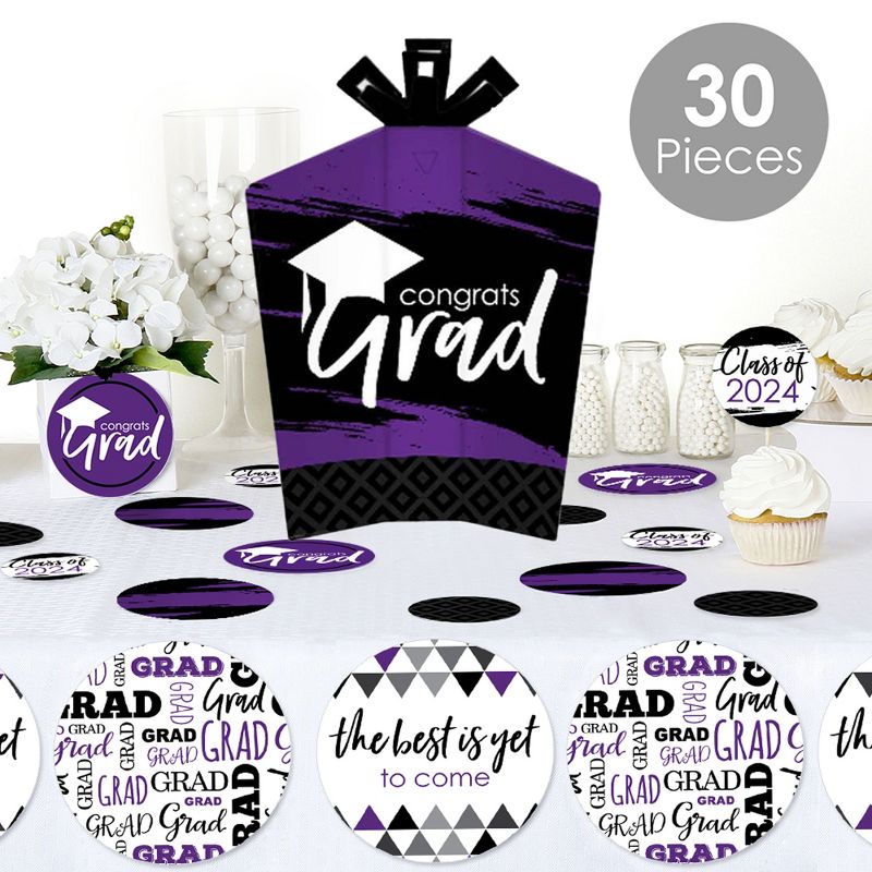 Big Dot of Happiness Purple Grad - Best is Yet to Come - 2024 Purple Graduation Party Decor and Confetti - Terrific Table Centerpiece Kit - Set of 30, 2 of 9