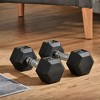 VisioGear Dumbbells 15lbs Hex Dumbbell Set of 2, Rubber Weights Exercise Fitness Dumbbell with Non Slip Handles, Anti roll, Black, 11.30"*4.50"*4.00" - 3 of 4