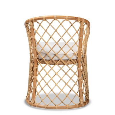 Serene Bohemian White Fabric and Natural Rattan Dining Chair