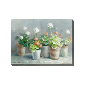Cottage Garden West of The Wind Pure & Simple White, Grey, Red 40 x 30 Inch Waterproof Gallery Wrapped Canvas, Outdoor Garden, Yard, Patio All Weather - 1 of 2