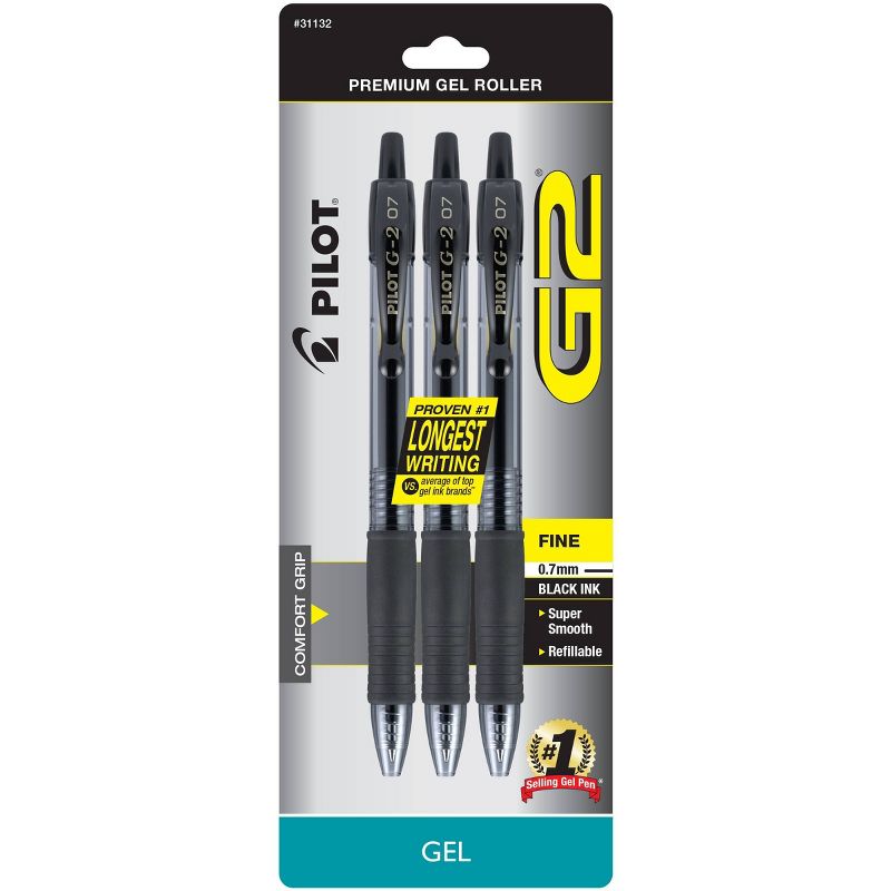 Pilot 3ct G2 Gel Pens Fine Point 0.7mm Black Ink, 1 of 4