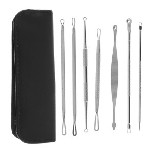 Unique Bargains Skincare Professional Pimple Extractor Tool Kit Silver Tone 1 Set - 1 of 4