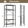 Costway 2 PCS 5-Tier Folding Shelf Free DIY Design Shelving Unit with 4 Universal Wheels Black/Natural - image 3 of 4