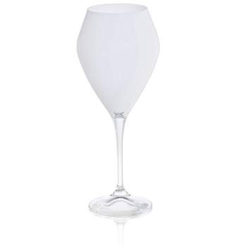 Classic Touch Set of 6 White V-Shaped Wine Glasses with Clear Stem - 15 oz