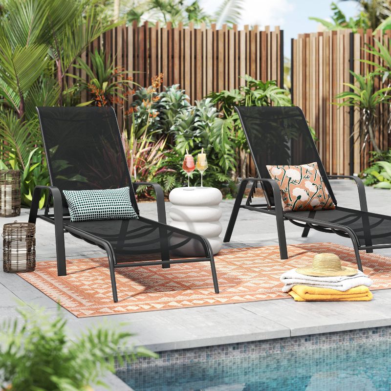 Sling Stacking Steel Outdoor Patio Chaise Lounge Black - Room Essentials&#8482;, 3 of 9