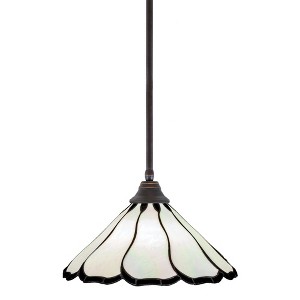 Toltec Lighting Any 1 - Light Pendant in  Dark Granite with 16" Pearl & Black Flair Art Glass Shade - 1 of 1