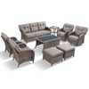 Belord Brown Wicker 9 Piece Patio Furniture Set with 5" Thick Cushions, Outdoor Patio Furniture Set with Swivel Gliding Rocker Chairs and Club Chairs - 2 of 4