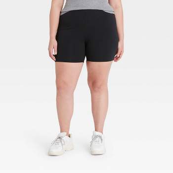 Women's Plus Size High-waist Cotton Blend Seamless 7 Inseam Bike Shorts -  A New Day™ Black 1x : Target