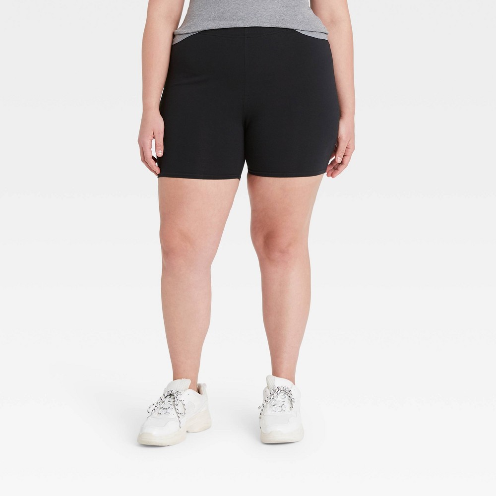 Photos - Cycling Clothing Women's Plus Size Cotton 5" Inseam Bike Shorts - Xhilaration™ Black 1X