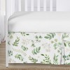 Sweet Jojo Designs Girl Baby Crib Bed Skirt Botanical Leaf Green and White - 3 of 3