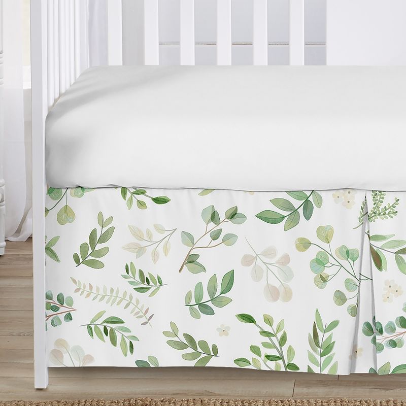 Sweet Jojo Designs Girl Baby Crib Bed Skirt Botanical Leaf Green and White, 4 of 5