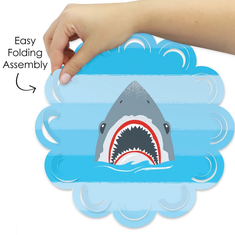 Big Dot of Happiness Shark Zone - Jawsome Shark Party or Birthday Party Round Table Decorations - Paper Chargers - Place Setting For 12, 5 of 9