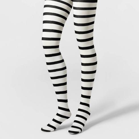 Women's Striped Opaque Halloween Tights - Hyde u0026 Eek! Boutique™ Black/white  L/xl : Target