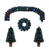 4 Pieces Artificial Christmas Tree, Christmas Garland, Wreath and Set of 2 Entrance Trees, Holiday Christmas Tree for Front Door Entryway Fireplace - 3 of 4
