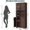 67" Tall 4-Door Bathroom Cabinet with Adjustable Shelves, Freestanding Storage Cupboard for Bathroom, Kitchen, Pantry, Living Room - 2 of 4