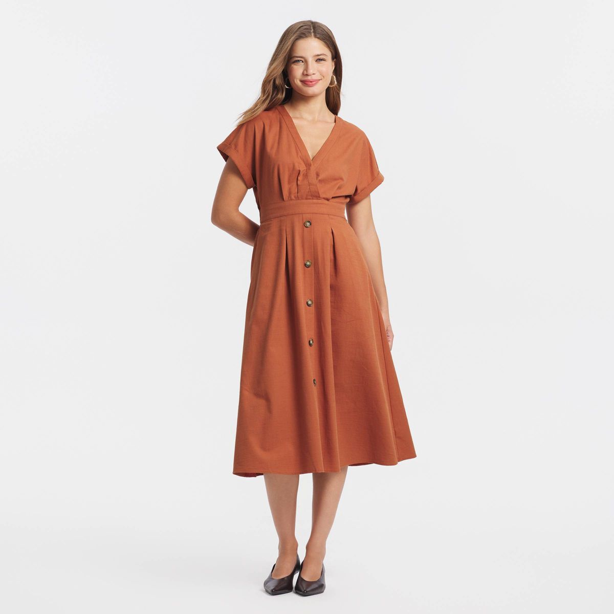 Women's Short Sleeve Midi Wrap Dress - A New Day™ - thumbnail 6