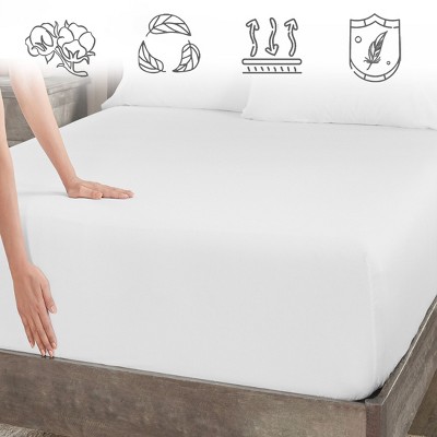 Bright White Cotton Sateen Deep Pocket King Fitted Sheet