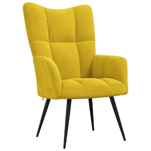VidaXL Mustard Yellow Velvet Accent Arm Chair - Modern Padded Foam Seat with Steel Frame for Living Room & Bedroom - 1 of 4