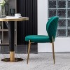 Roundhill Furniture Amoa Contemporary Velvet Upholstery Dining Chair, Green, Set of 2 - 3 of 4