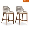 PURPLE LEAF Patio Sunbrella Bar Stools Set of 2 Handwoven Wicker Bar Height Stool Modern Aluminum Outdoor Wicker Barstools with Back and Cushion - 2 of 4