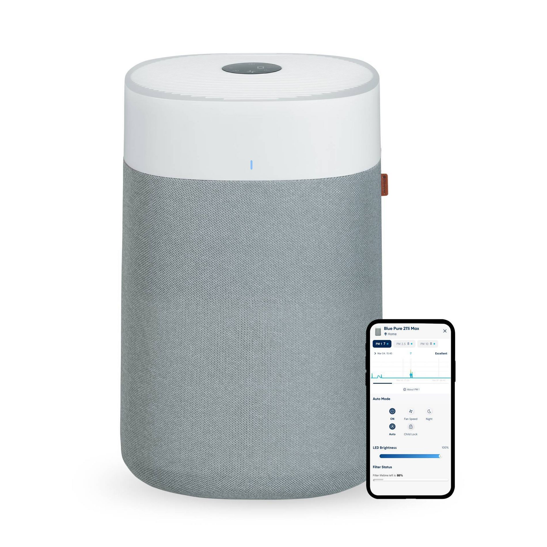 Blueair Pure 211i Max HEPA Air Purifier, 3000 sq. ft. Coverage, Smartphone App Control