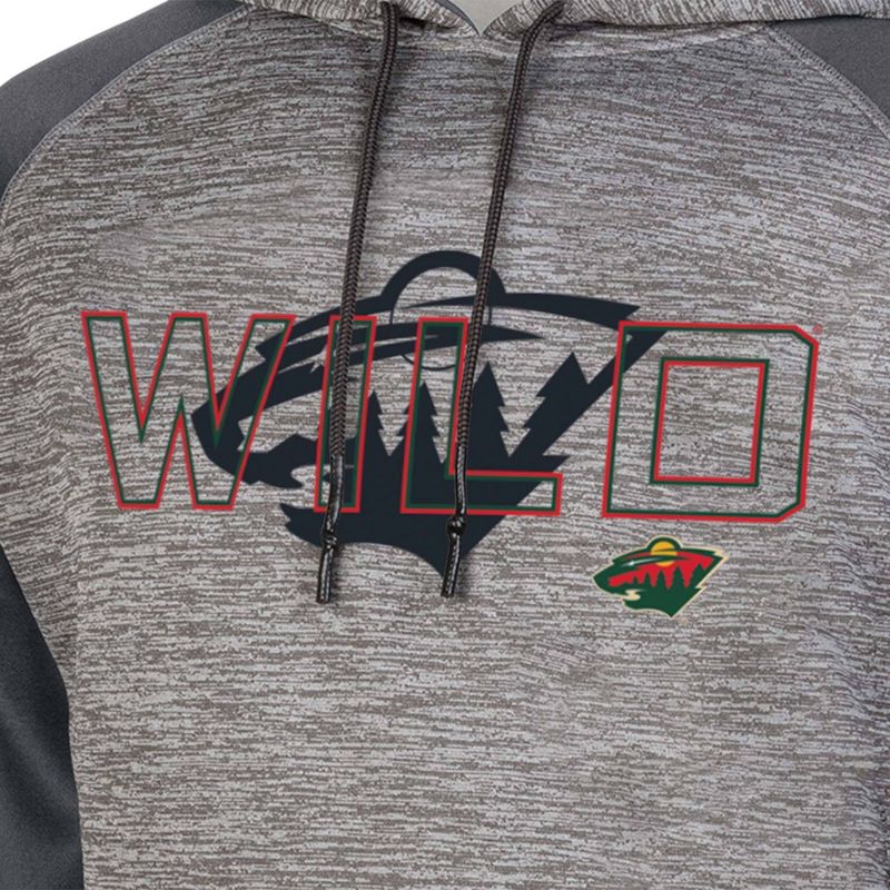 NHL Minnesota Wild Men&#39;s Gray Performance Hooded Sweatshirt, 3 of 4