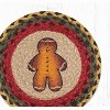 Earth Rugs Gingerbread Man Round Trivet – 10"x10" Braided Jute Accent with Festive Holiday Print - 2 of 3